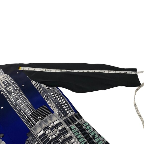 Diane Gilman vintage Silk Cityscape artsy sequin metallic Button-Up tunic top - Picture 8 of 9